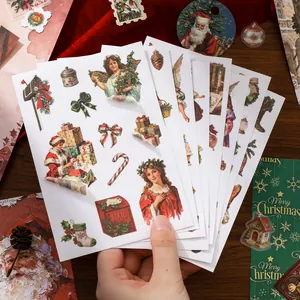 Vintage Christmas sticker set with Victorian style illustrations for scrapbooking