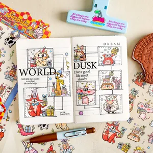 Colorful Yuezhen Vitality Party series cute animal graffiti stickers for journal DIY decoration