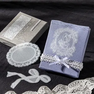 Elegant French vintage lace vellum stickers for DIY scrapbooking and journal decoration