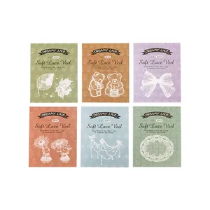 Retro style vellum paper sticker pack featuring soft lace veil and floral designs