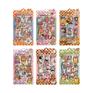 Set of 6 cute cartoon doodle sticker sheets for DIY scrapbooking and phone decor