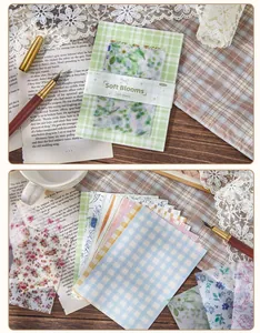 Detail van scrapbookpapier met bloemen- en ruitpatroon voor DIY-dagboekdecoratie