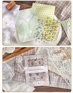 Delicaat scrapbooking-papier met vintage bloemen- en bladpatronen voor DIY-projecten