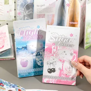 Koreanischer INS-Stil Leporello Scrapbook Material Papier Für DIY Journaling Hintergrund Dekoration Ästhetisches Blumen Bastelpapier
