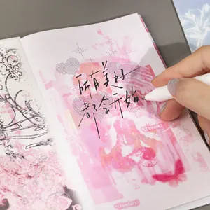 Künstlerisches Leporello-Sammelalbum-Materialpapierbuch mit rosa Blumen und Schmetterlingen