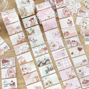 Yanji A Girls Time Series Nastro Washi Fustellato Adesivo Carta Kraft Bianca Stile Ins Dolce Pane Fiore Disegnato a Mano per Diario DIY Decorazione