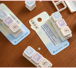 Detail view of detachable tri-link stamps featuring minimalist leisure life illustrations