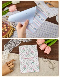 Close-up of Fresh Floral Check scrapbooking paper for DIY journal decoration