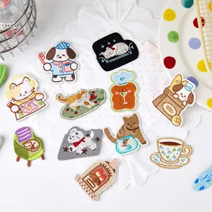 Cute cartoon animal and bakery theme embroidered patches for clothing decoration