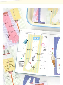 Detailed view of Weekly Plan journal decorated with colorful time axis sticky notes