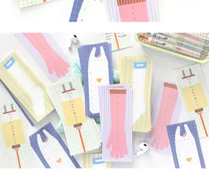 Top view of colorful creative time-axis memo pads in various cute pastel shapes