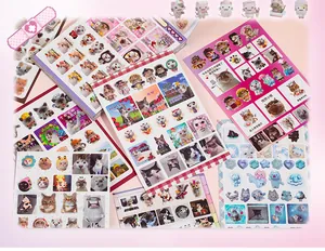 Adorable and funny cat meme sticker sheets for DIY scrapbooking and journal decoration