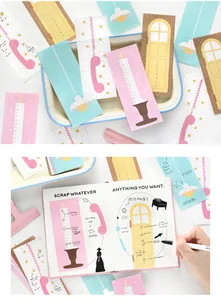 Creative timeline sticky notes used in a daily planner with artistic illustrations.