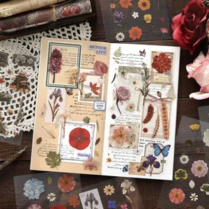Vintage botanische PET bloemenstickers voor scrapbooking en DIY bullet journal decoratie