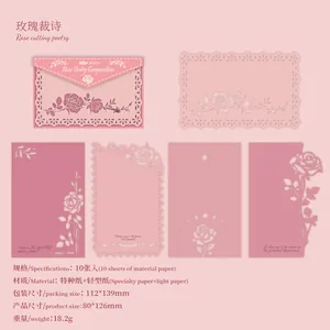 Detailed view of rose-themed specialty material paper set for journaling decoration.