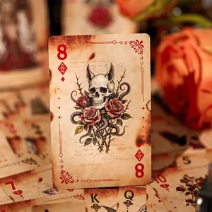 Carte da gioco gotiche retrò con teschio e rose per feste, eventi e giochi di società