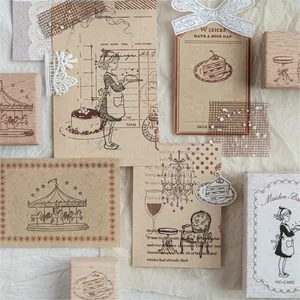 Vintage fairytale beechwood stamps with Mo Card dreamy marks series for journaling