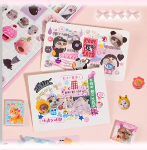 Funny cat stickers with cute expressions for DIY journals and phone case decoration