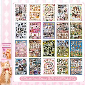 Set of 20 sheets featuring various funny cat stickers for scrapbooking and DIY crafts