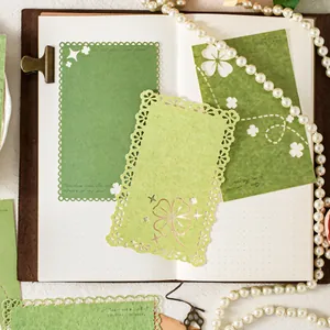 Green laser-cut floral material paper set for vintage journal scrapbooking