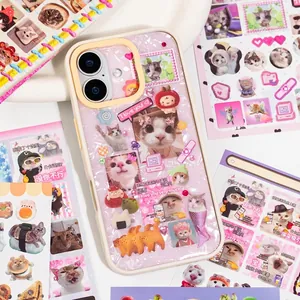 Cute and funny cat expression stickers for creative DIY phone case and handbook decoration