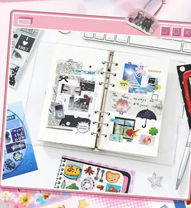 Detailed view of Xinmo Korean INS style sticker book with creative DIY hand account collages