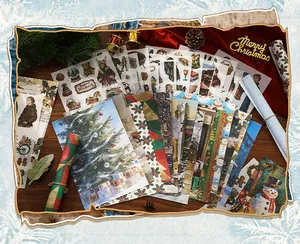 Colección de pegatinas navideñas vintage para scrapbooking y manualidades DIY