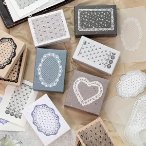 Vintage Beech Wood Rubber Stamp Dreaming Of Lace Series Decorative Border Stamp For DIY Journaling Scrapbooking Crafting