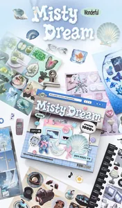 Close-up of Misty Dream sticker book showing various Korean INS style stickers and deco.