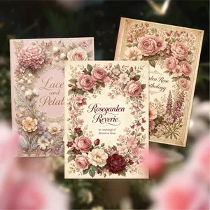 Vintage botanical material paper set with rose and lace illustrations for scrapbooking