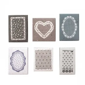 Set of 6 vintage lace border beech wood stamps for creative DIY scrapbooking crafts