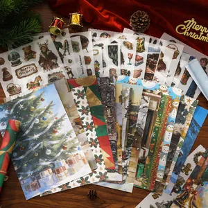 Pegatinas de scrapbooking vintage de Navidad y papel decorativo para diarios DIY