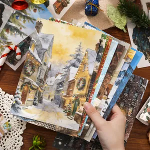 Pegatinas de acuarela con escenas navideñas serie Deseo de Invierno
