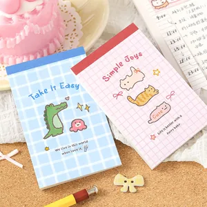 Two cute Korean style mini glue-bound notebooks featuring crocodile and cat illustrations