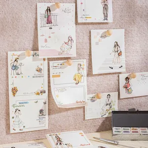 Set de blocs-notes illustrés pour filles, parfait pour le scrapbooking créatif et notes