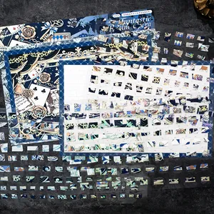 Adesivi puzzle 3D tema opera vintage con doratura per journaling e decorazioni fai-da-te