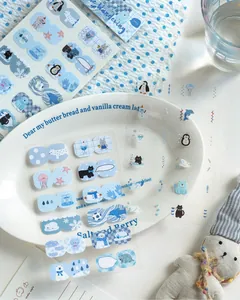 Cute blue polar bear and penguin index stickers for scrapbooking and DIY journaling