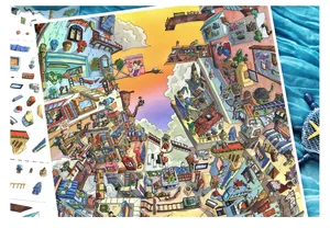 Intricate miniature city illustration from Infeel.Me 3D scene sticker collection