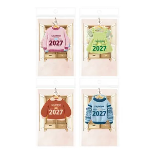 Creatieve mini-kalender 2027 garderobeserie kledingvormige bureau-ornamenten voor kantoor