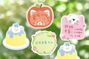 Detailed view of cute animal illustrated sticky notes for journaling and scrapbooking.