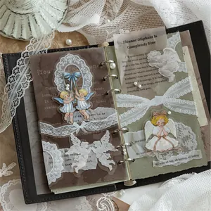 Adesivi vintage in pizzo PET e angioletti per decorazione di diari e scrapbooking