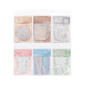Set di adesivi in pizzo PET bianco vintage per diari e scrapbooking