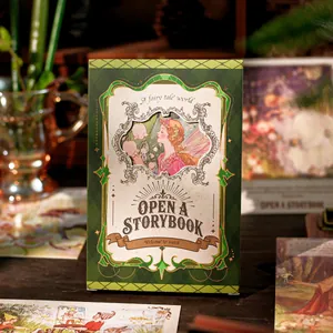 Vintage European Fairy Tale Style Postcard Set Bronzing Gold Foil White Cardboard Greeting Cards Gift Collection Decor