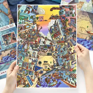 Infeel.Me Impossible Town 3D Scene Stickers Set Vintage Miniature City Deco Scene Stickers PET DIY Scrapbooking Stickers