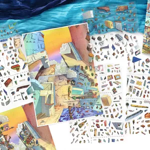 Infeel.Me large 3D landscape sticker set for DIY miniature scene building crafts