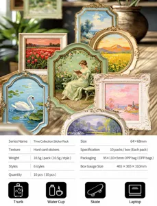 Vintage oil painting stickers specifications and product information for DIY journaling