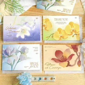 Artistic floral greeting cards with gold foil lettering and original illustrations