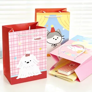 Cute cartoon animal illustration medium gift bags with rope handles for gift wrapping