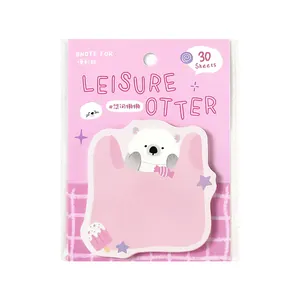 Cute otter illustration sticky notes by NOTE FOR with pink bag design, 30 sheets