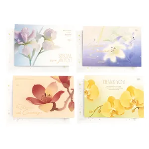 Floral illustration greeting cards with gold foil lettering for various occasions
